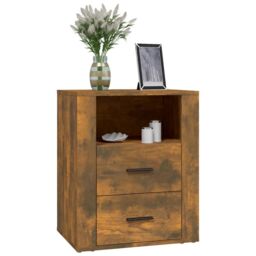 Berkfield Home Bedside Cabinet Smoked Oak 50x36x60 cm Engineered Wood in Brown - Size: 50 x 36 x 60 cm - thumbnail 4