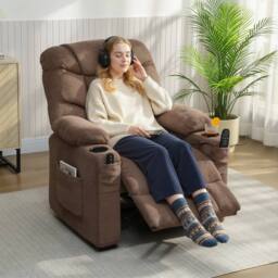 HOMCOM Electric Massage Recliner Armchair with Heat, Reclining Chair in Brown