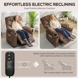HOMCOM Electric Massage Recliner Armchair with Heat, Reclining Chair in Brown - thumbnail 5