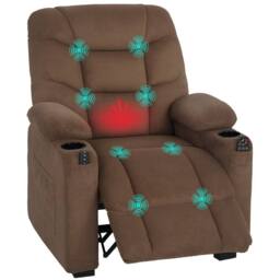 HOMCOM Electric Massage Recliner Armchair with Heat, Reclining Chair in Brown - thumbnail 2