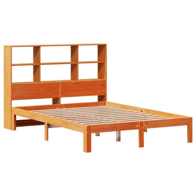 Berkfield Home Decorative Bookcase Bed Frame Wax Brown 135x190 cm Doouble Solid - image 1