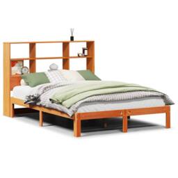 Berkfield Home Decorative Bookcase Bed Frame Wax Brown 135x190 cm Doouble Solid - thumbnail 3