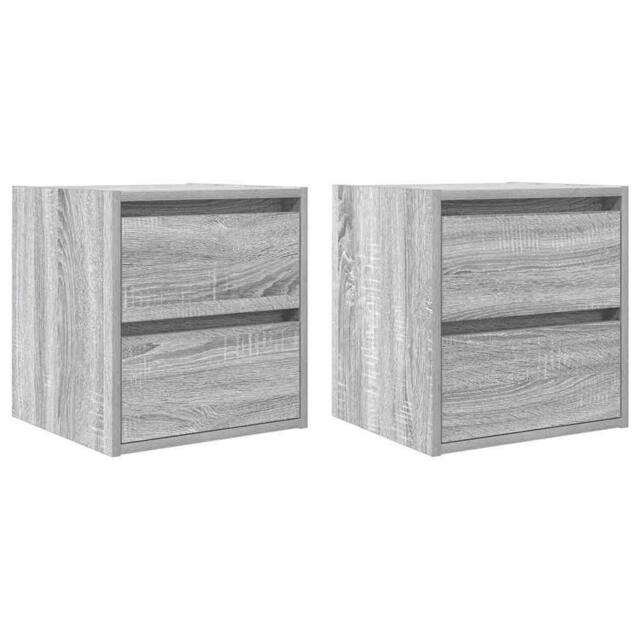 Berkfield Home Wall-mounted Bedside Cabinets 2 pcs Grey Sonoma 38x34x40 cm - Size: 38 x 34 x 40 cm - image 1