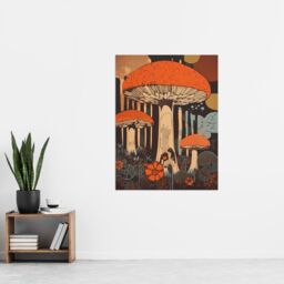 "Artery8 Vintage Cep Mushroom Aesthetic Earthy Orange Boletus Kitchen Extra Large XL Wall Art Poster Print - Size: W24"" x H32""" - thumbnail 4