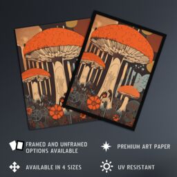 "Artery8 Vintage Cep Mushroom Aesthetic Earthy Orange Boletus Kitchen Extra Large XL Wall Art Poster Print - Size: W24"" x H32""" - thumbnail 2