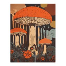 "Artery8 Vintage Cep Mushroom Aesthetic Earthy Orange Boletus Kitchen Extra Large XL Wall Art Poster Print - Size: W24"" x H32""" - thumbnail 1
