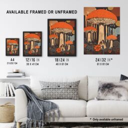 "Artery8 Vintage Cep Mushroom Aesthetic Earthy Orange Boletus Kitchen Extra Large XL Wall Art Poster Print - Size: W24"" x H32""" - thumbnail 3