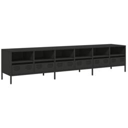Berkfield Home TV Cabinet Black 202x39x43.5 cm Cold-rolled Steel - thumbnail 1