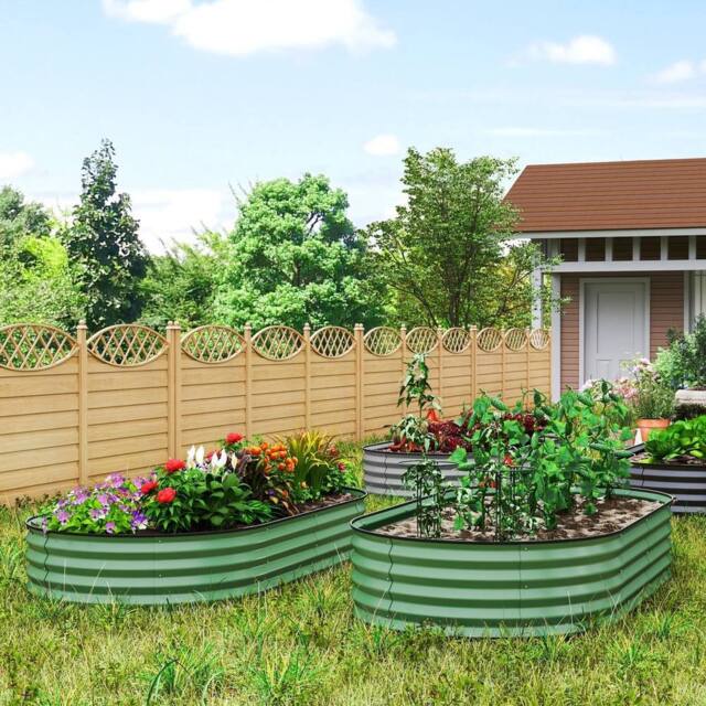 EONLION Set of 2 Raised Beds Metal Plant in Green - Size: 100g - image 1