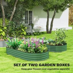 EONLION Set of 2 Raised Beds Metal Plant in Green - Size: 100g - thumbnail 5