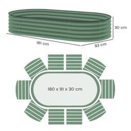 EONLION Set of 2 Raised Beds Metal Plant in Green - Size: 100g - thumbnail 2