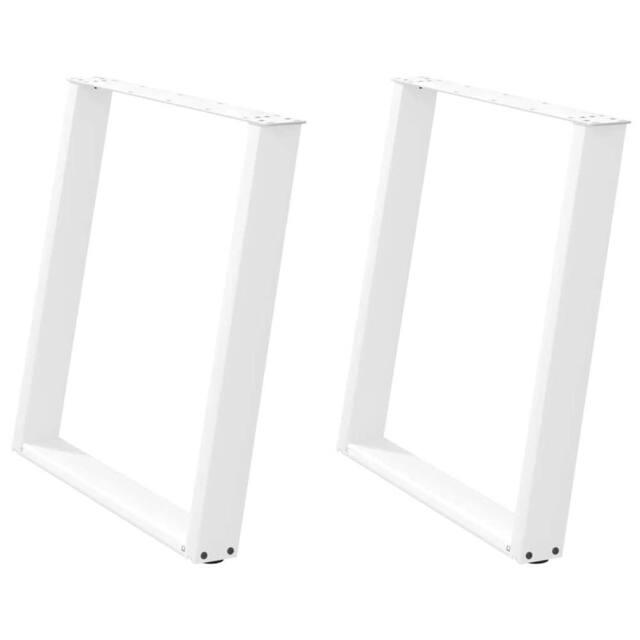 Berkfield Home vidXL Dining Table Legs U-Shaped 2 pcs White 70x(72-73) cm Steel - image 1