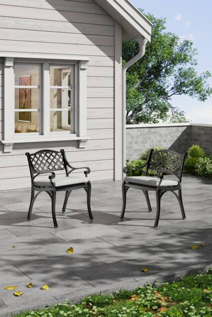 Garden Sanctuary Black Retro Set of 2 Cast Aluminum Garden Chairs - image 1