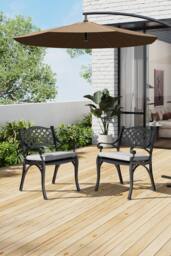 Garden Sanctuary Black Retro Set of 2 Cast Aluminum Garden Chairs - thumbnail 2