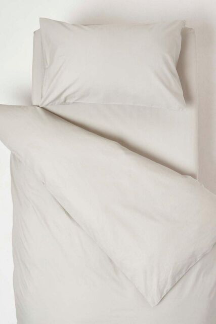 Homescapes Cotton Cot Bed Duvet Cover Set 200 Thread Count in Grey - image 1