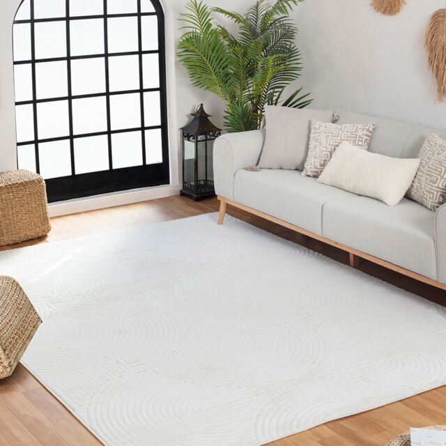 Livabliss Le Mans-Modern Beige Grey White 3D High & Low Pile Textured In- & Outdoor Rug - Size: 80 cm x 150 cm - image 1