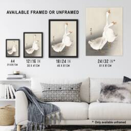 "Artery8 Two Geese Vintage Bird Ukiyo E Vintage Japan Wall Art Print Koson in Beige - Size: W12"" x H16""" - thumbnail 3