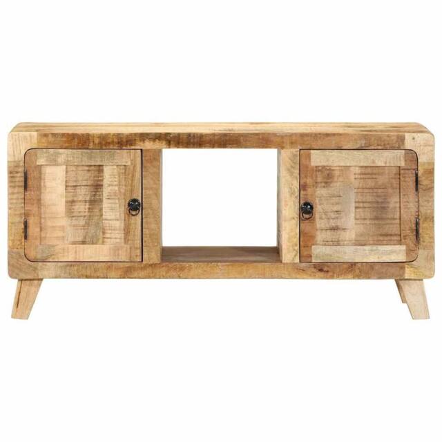 Berkfield Home TV Cabinet 105x46x32 cm Solid Wood Rough Mango in Brown - Size: 105 x 46 x 32 cm - image 1