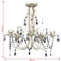 Berkfield Home Crystal Pendant Ceiling Lamp Chandelier Elegant 5 Bulb Sockets in White - thumbnail 5
