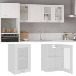 Berkfield Home Hanging Glass Cabinet White 40x31x60 cm Engineered Wood - Size: 40 x 31 x 60 cm - thumbnail 2