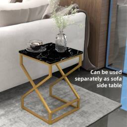 STILVORA 2 Nesting Side Tables with Steel Legs, Black & White in Gold - thumbnail 6