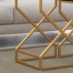 STILVORA 2 Nesting Side Tables with Steel Legs, Black & White in Gold - thumbnail 8