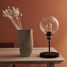ValueLights Sheridan Pair of Industrial Glass Bowl Gold Trim Black Table Lamps & LED Bulbs - thumbnail 4