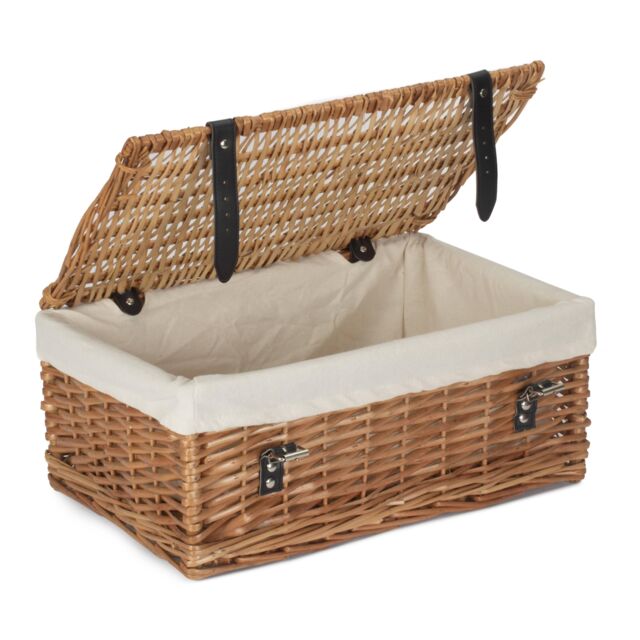 Red Hamper Wicker Large Cotton Lined Hamper in White - image 1