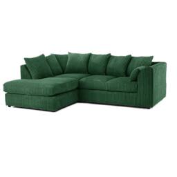 Furniture 786 Hannah Jumbo Cord 4 Seater Left Hand Facing Corner Sofa in Green - thumbnail 2