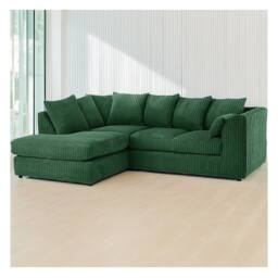 Furniture 786 Hannah Jumbo Cord 4 Seater Left Hand Facing Corner Sofa in Green