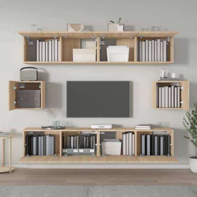 Berkfield Home Classic 6 Piece TV Cabinet Set Sonoma Oak Engineered Wood in Light Tan - image 1