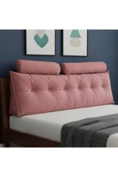 Living and Home Wedge Headboard Pillow with Removable Cover and 2 Bolster Pillows in Rose - thumbnail 3