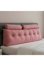 Living and Home Wedge Headboard Pillow with Removable Cover and 2 Bolster Pillows in Rose - thumbnail 4