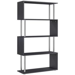HOMCOM Wooden Storage Display Unit Bookshelf Bookcase Dividers S Shaped in Black - thumbnail 2
