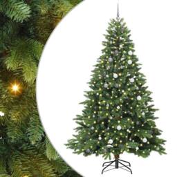 Berkfield Home Artificial Christmas Tree with 300 LEDs Green 240 cm PE & PVC - thumbnail 2