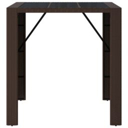 Berkfield Home Bar Table with Glass Top Brown 105x80x110 cm Poly Rattan - Size: 105 x 80 x 110 cm - thumbnail 3