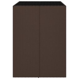 Berkfield Home Bar Table with Glass Top Brown 105x80x110 cm Poly Rattan - Size: 105 x 80 x 110 cm - thumbnail 4