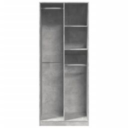 Berkfield Home Wardrobe Concrete Grey 80x50x200 cm Engineered Wood - Size: 80 x 50 x 200 cm - thumbnail 4