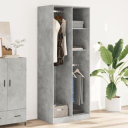 Berkfield Home Wardrobe Concrete Grey 80x50x200 cm Engineered Wood - Size: 80 x 50 x 200 cm - thumbnail 3