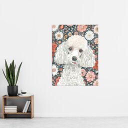 "Artery8 Quirky Poodle Dog Lover Floral Pet Portrait Wall Art Print - Size: W18"" x H24""" - thumbnail 4