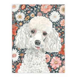 "Artery8 Quirky Poodle Dog Lover Floral Pet Portrait Wall Art Print - Size: W18"" x H24""" - thumbnail 1