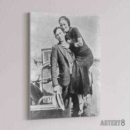"Artery8 Bonnie & Clyde American Outlaws Canvas Wall Art Print in Grey - Size: W18"" x H24""" - thumbnail 2