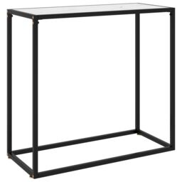 Berkfield Home Console Table White 80x35x75 cm Tempered Glass - Size: 80 x 35 x 75 cm