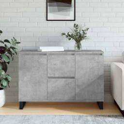 Berkfield Home Sideboard Concrete Grey 104x35x70 cm Engineered Wood - Size: 104 x 35 x 70 cm - thumbnail 2