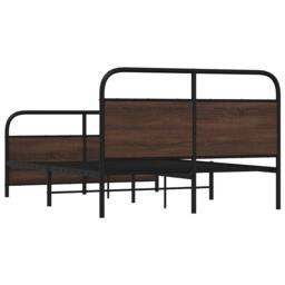 Berkfield Home Metal Bed Frame without Mattress Brown Oak 137x190 cm - thumbnail 7
