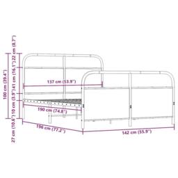 Berkfield Home Metal Bed Frame without Mattress Brown Oak 137x190 cm - thumbnail 9