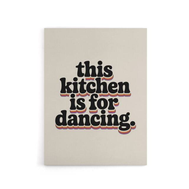 "Artery8 This Kitchen Is For Dancing Funky Retro Typography Canvas Art Print in Beige - Size: W18"" x H24""" - image 1