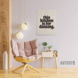 "Artery8 This Kitchen Is For Dancing Funky Retro Typography Canvas Art Print in Beige - Size: W18"" x H24""" - thumbnail 3