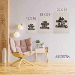 "Artery8 This Kitchen Is For Dancing Funky Retro Typography Canvas Art Print in Beige - Size: W18"" x H24""" - thumbnail 4