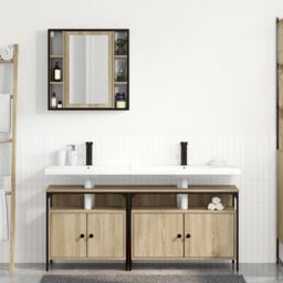 Berkfield Home Bathroom Cabinet Set 3 pcs Sonoma oak 80 x 30 x 60 cm in Brown - thumbnail 4